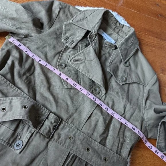 SEE BY CHLOE Military Cargo Safari Belted Trench Jacket - Green - Size 4 Small - Picture 7 of 12